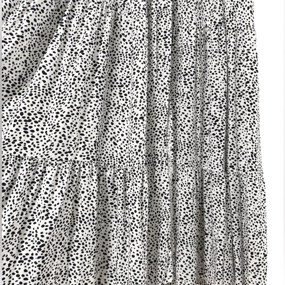 Black and White Dalmatian Print Tiered Ruffled Viscose Sundress Dress - Picture 5 of 9